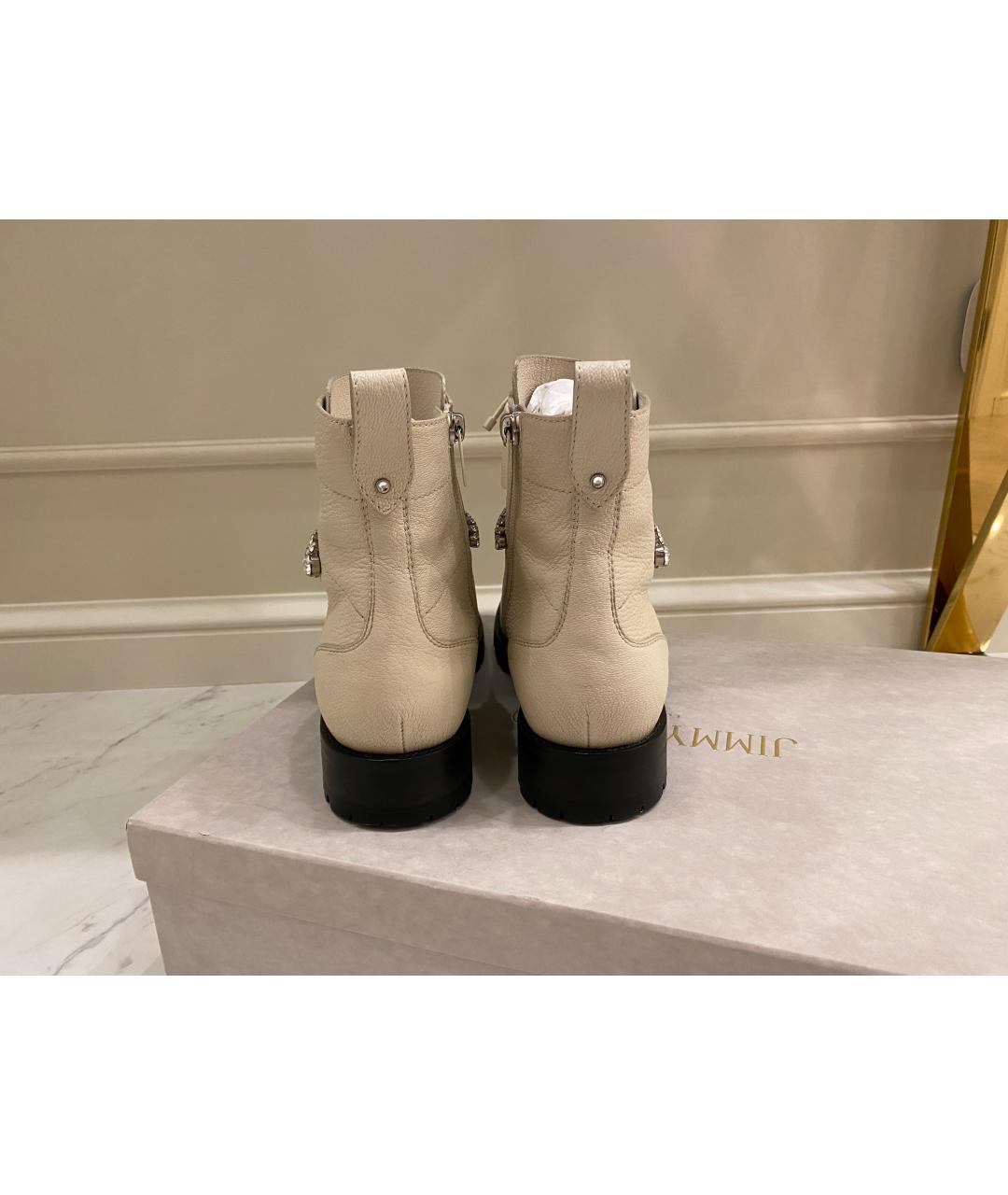 JIMMY CHOO Белые кожаные ботинки, фото 5