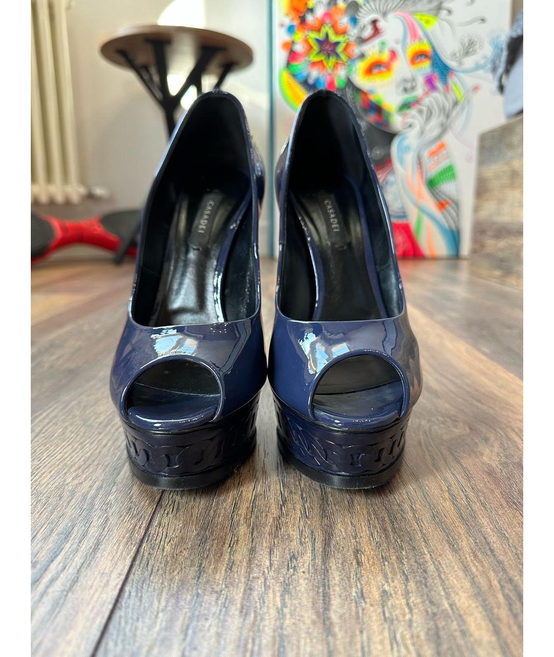 CASADEI Темно-синие туфли из лакированной кожи, фото 2