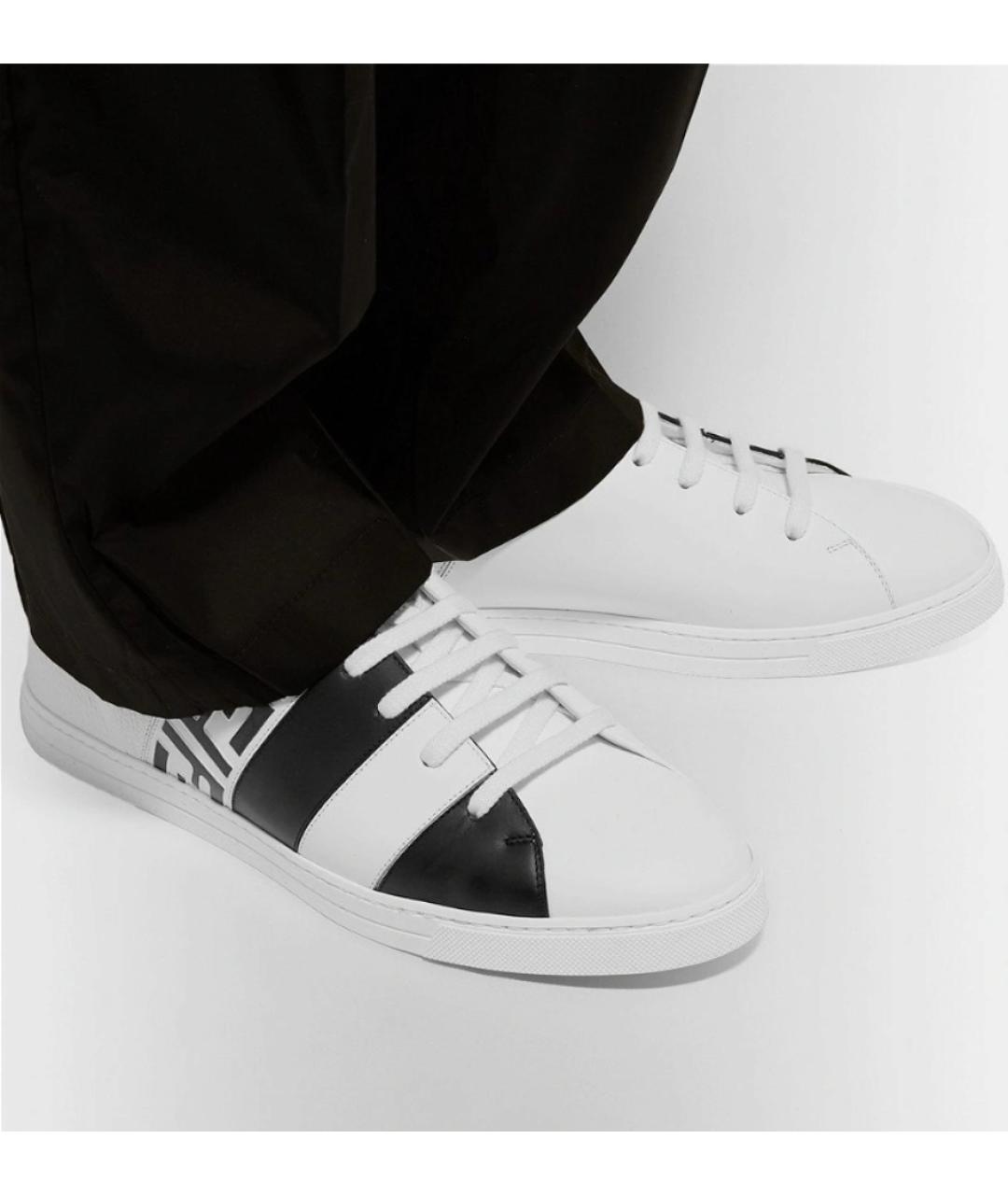 FENDI Белые кожаные низкие кроссовки / кеды, фото 5