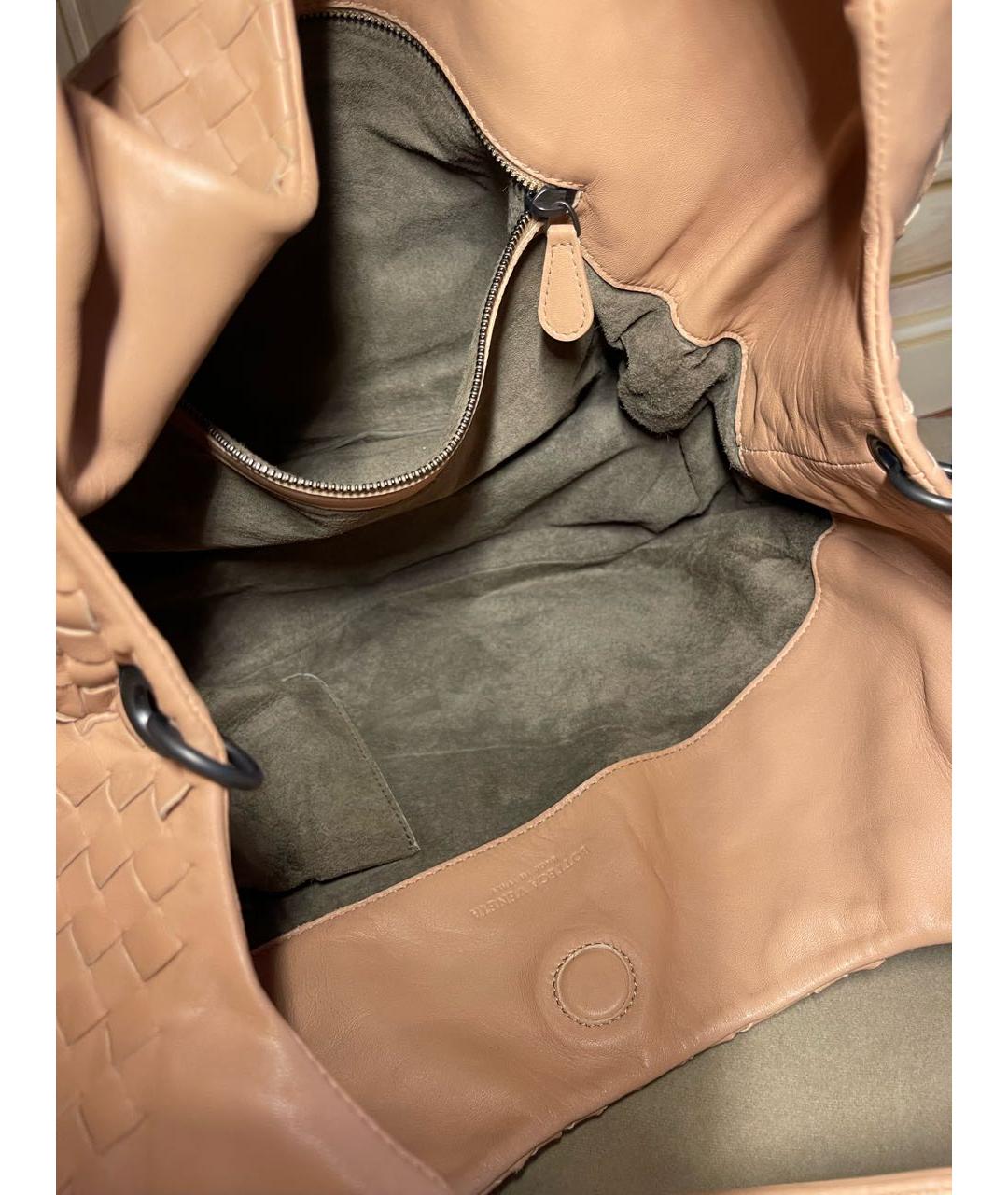 BOTTEGA VENETA Бежевая кожаная сумка с короткими ручками, фото 6