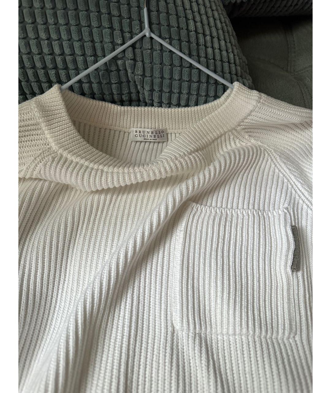 BRUNELLO CUCINELLI Белый хлопковый джемпер / свитер, фото 4