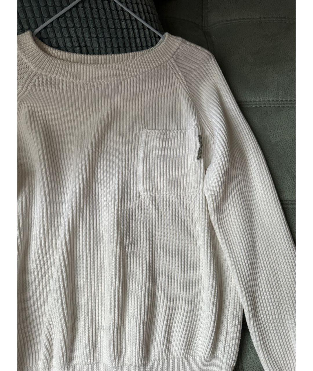 BRUNELLO CUCINELLI Белый хлопковый джемпер / свитер, фото 8