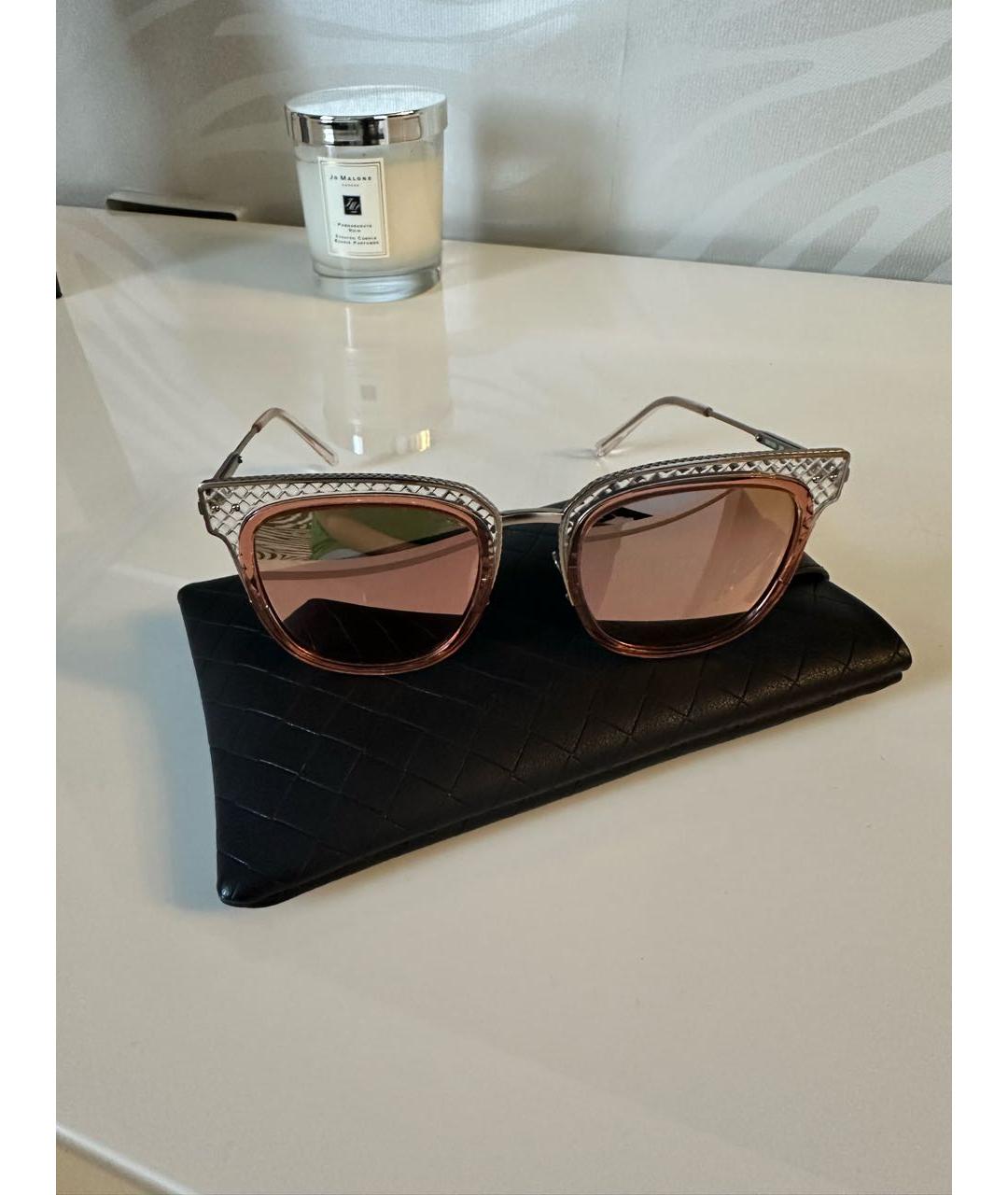 BOTTEGA VENETA Бежевые металлические солнцезащитные очки, фото 4