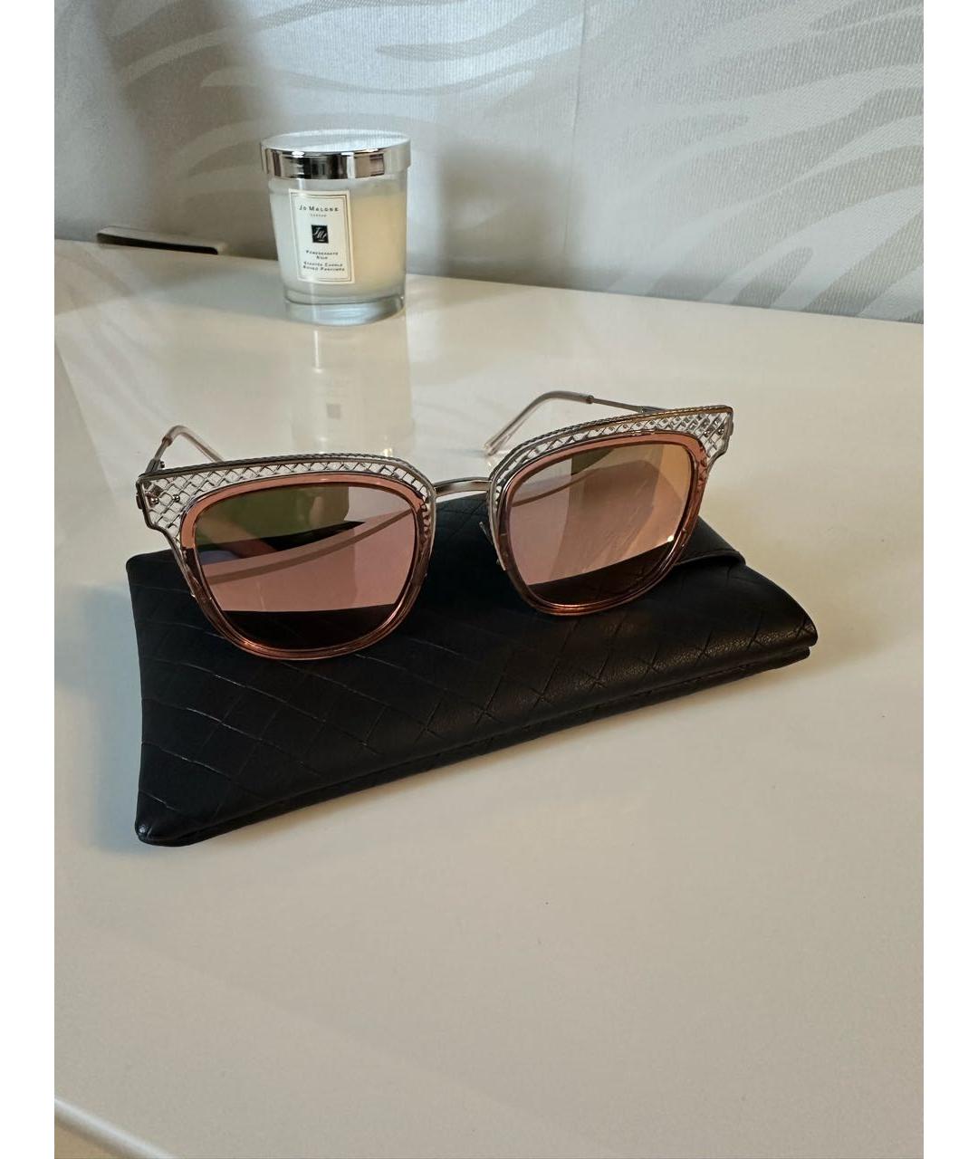 BOTTEGA VENETA Бежевые металлические солнцезащитные очки, фото 6