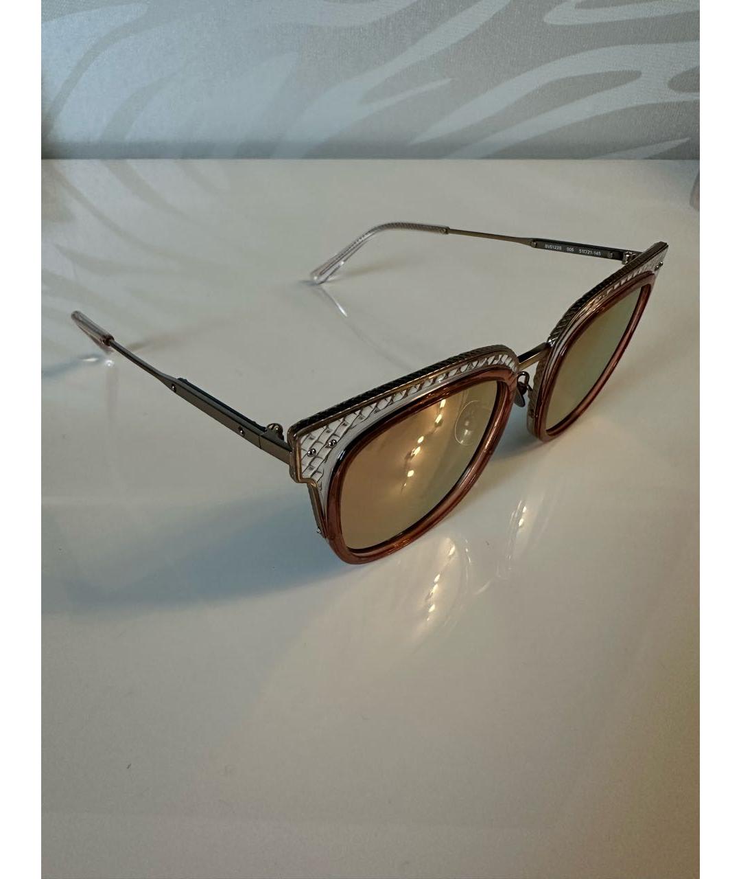 BOTTEGA VENETA Бежевые металлические солнцезащитные очки, фото 3