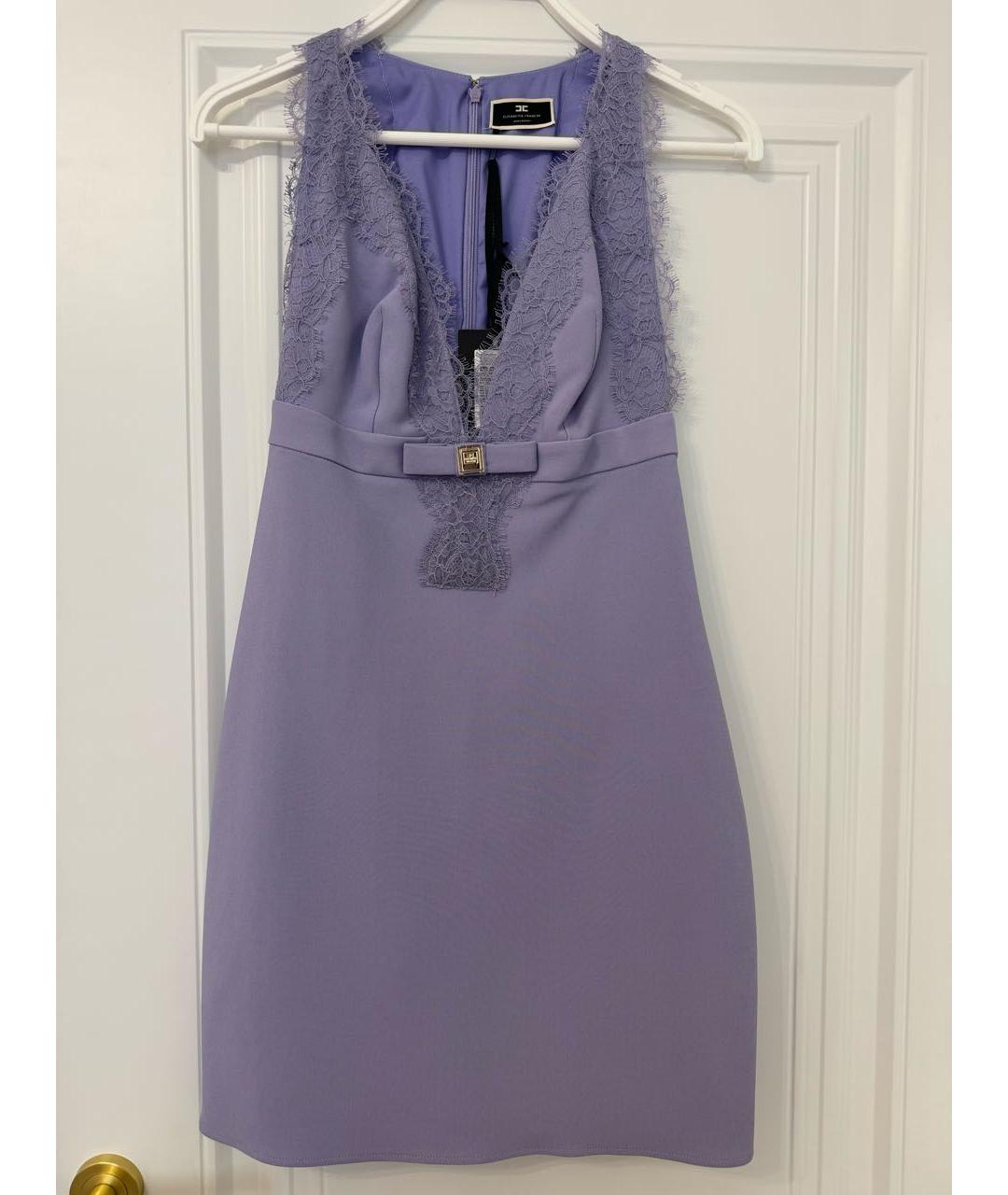 ELISABETTA FRANCHI Фиолетовое вискозное коктейльное платье, фото 5