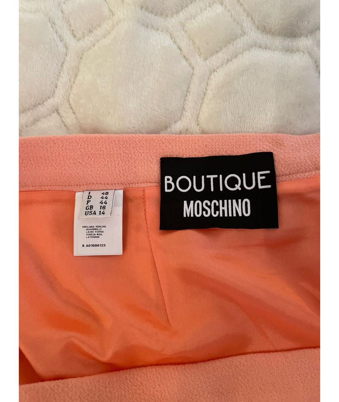 BOUTIQUE MOSCHINO Коралловая шерстяная юбка миди, фото 3