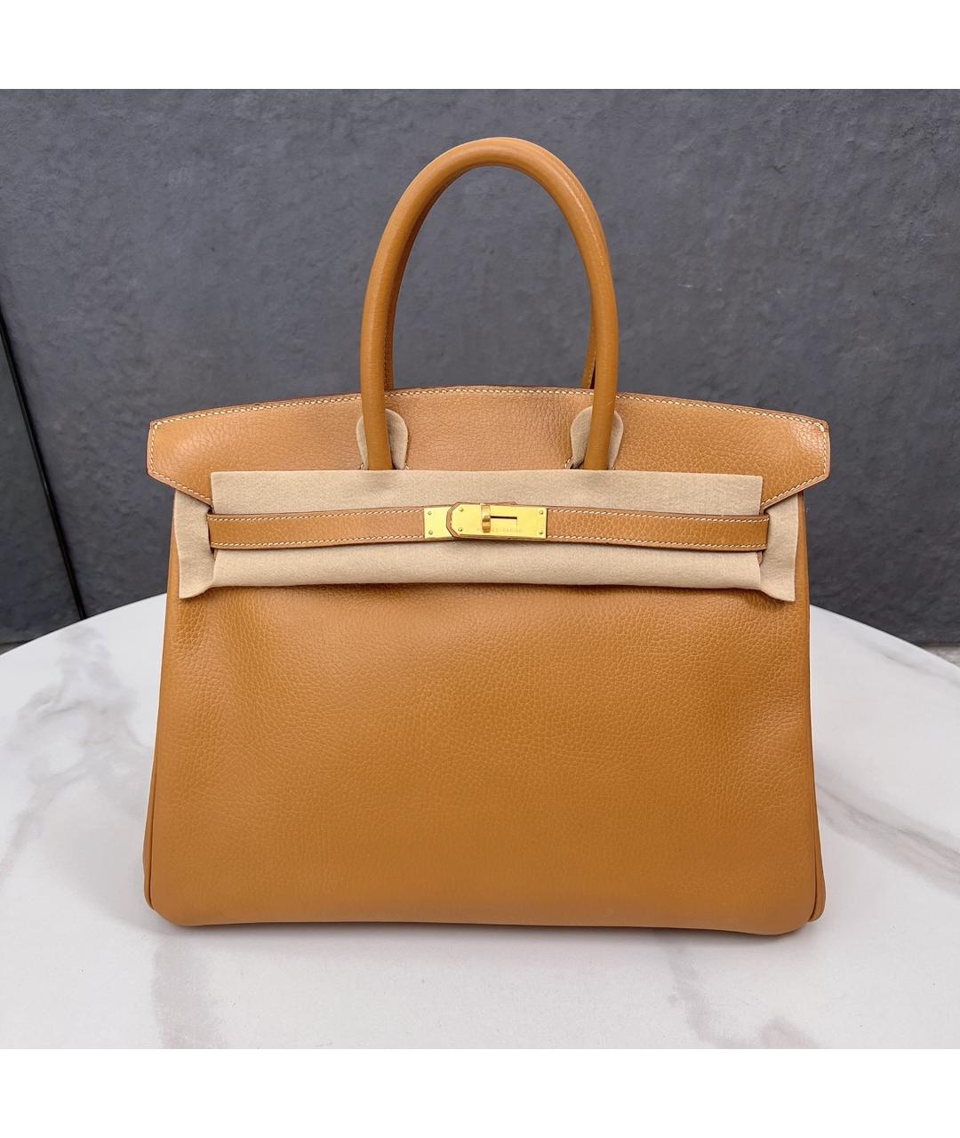 HERMES Коричневая кожаная сумка с короткими ручками, фото 10