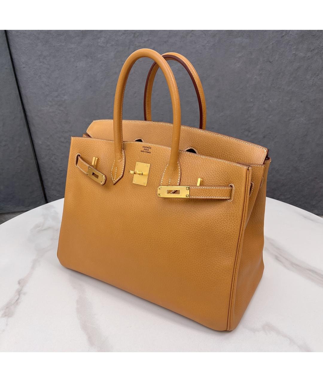 HERMES Коричневая кожаная сумка с короткими ручками, фото 4