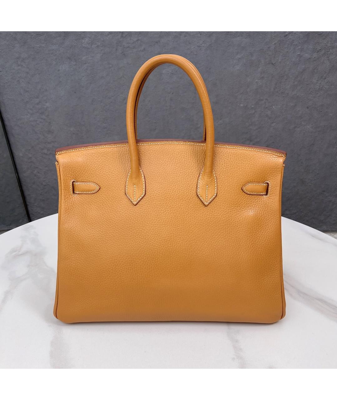 HERMES Коричневая кожаная сумка с короткими ручками, фото 2