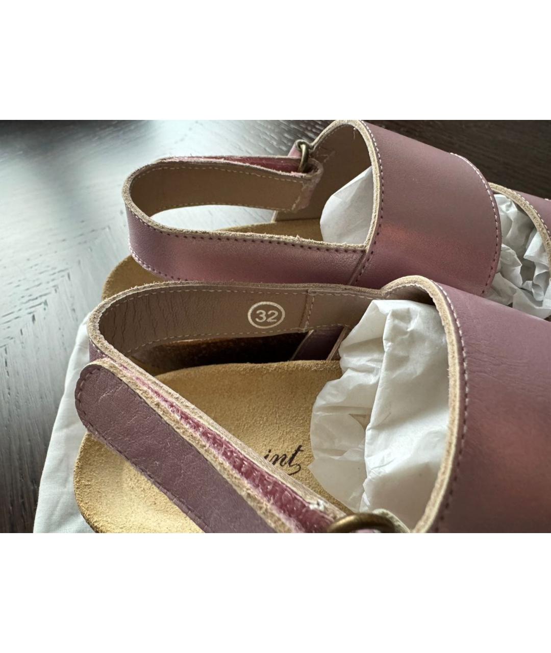 BONPOINT Розовые кожаные сандалии и шлепанцы, фото 6