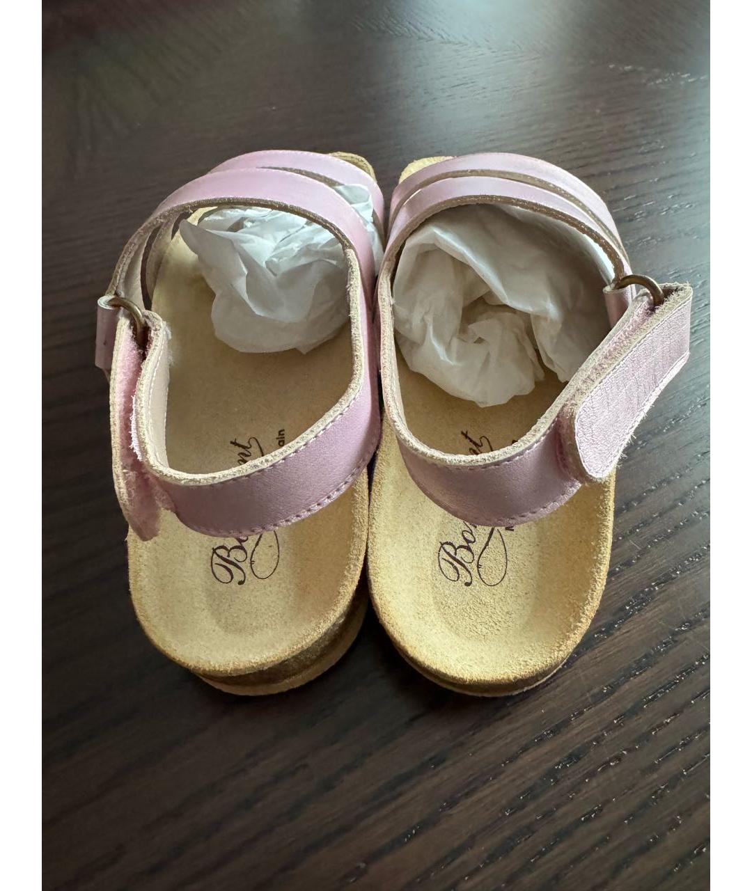 BONPOINT Розовые кожаные сандалии и шлепанцы, фото 4