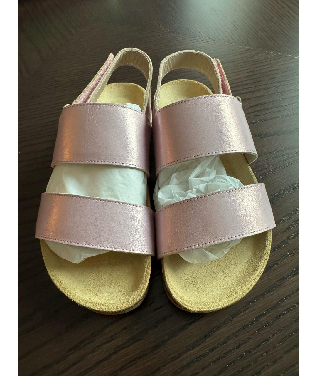 BONPOINT Розовые кожаные сандалии и шлепанцы, фото 2