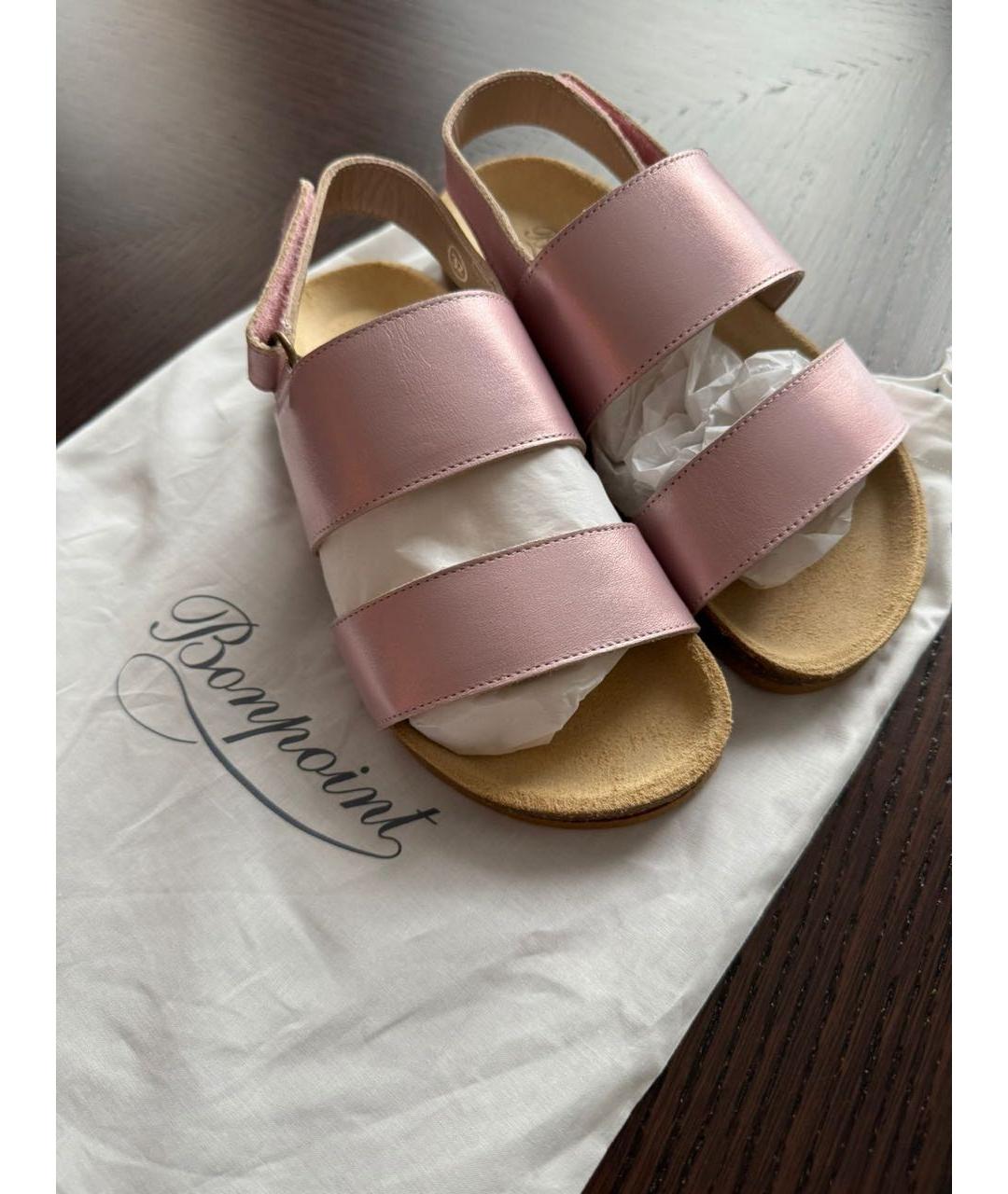 BONPOINT Розовые кожаные сандалии и шлепанцы, фото 7