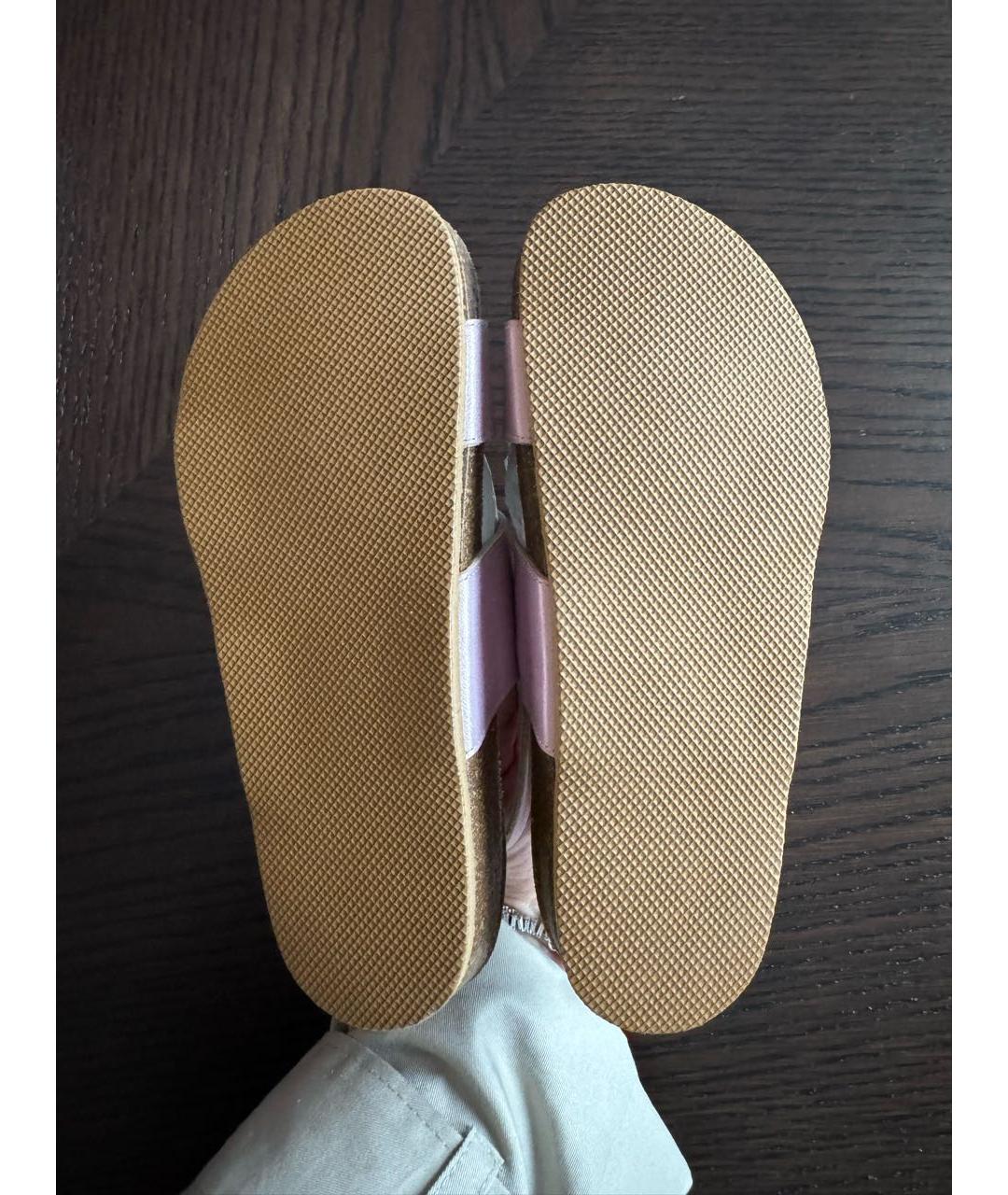BONPOINT Розовые кожаные сандалии и шлепанцы, фото 5