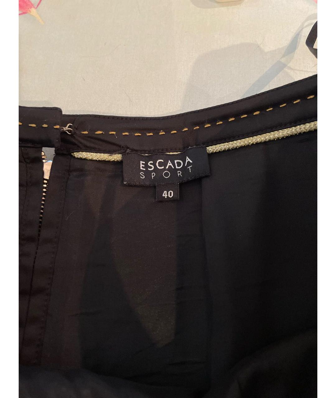 ESCADA Черная хлопко-эластановая юбка мини, фото 3