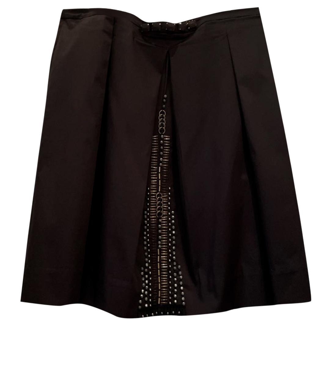 ESCADA Черная хлопко-эластановая юбка мини, фото 1