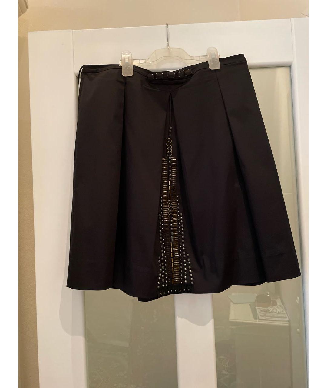 ESCADA Черная хлопко-эластановая юбка мини, фото 6