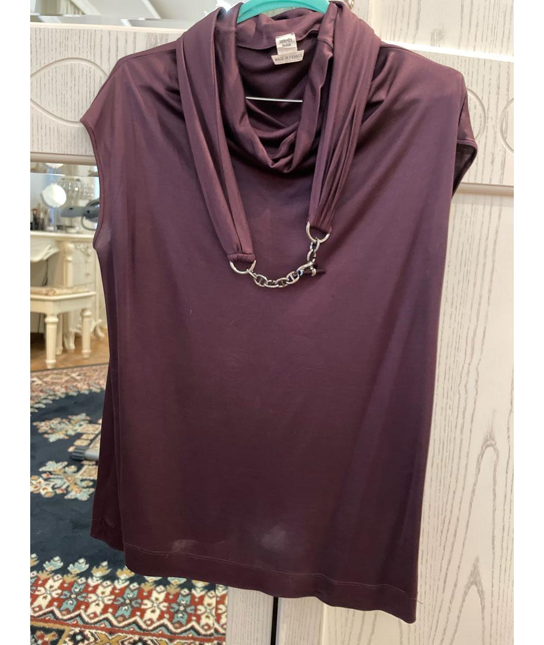 HERMES PRE-OWNED Фиолетовая шелковая блузы, фото 7