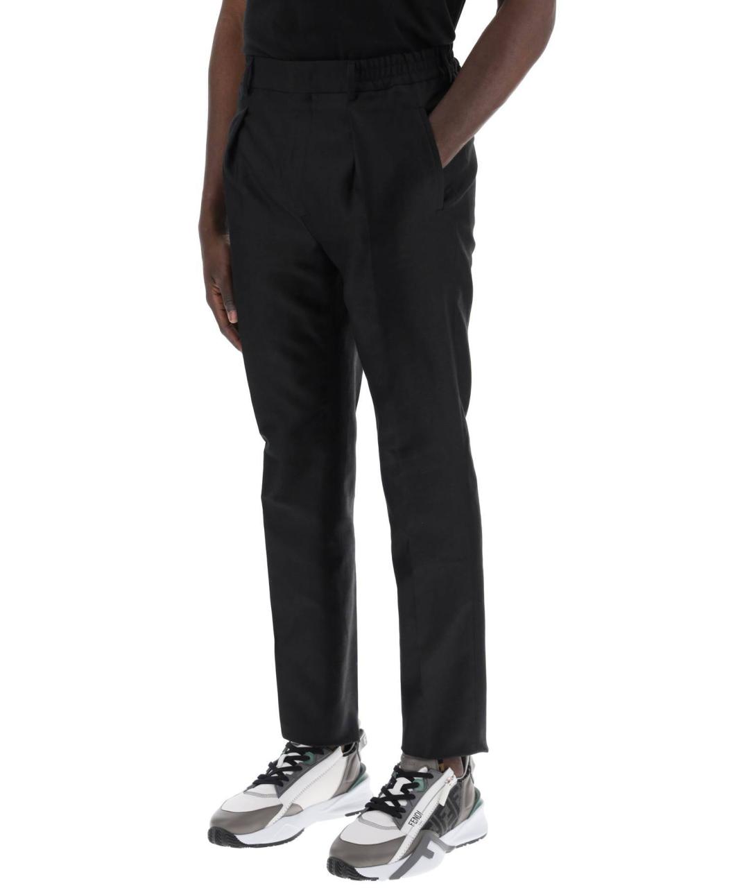 FENDI Черные хлопковые повседневные брюки, фото 6
