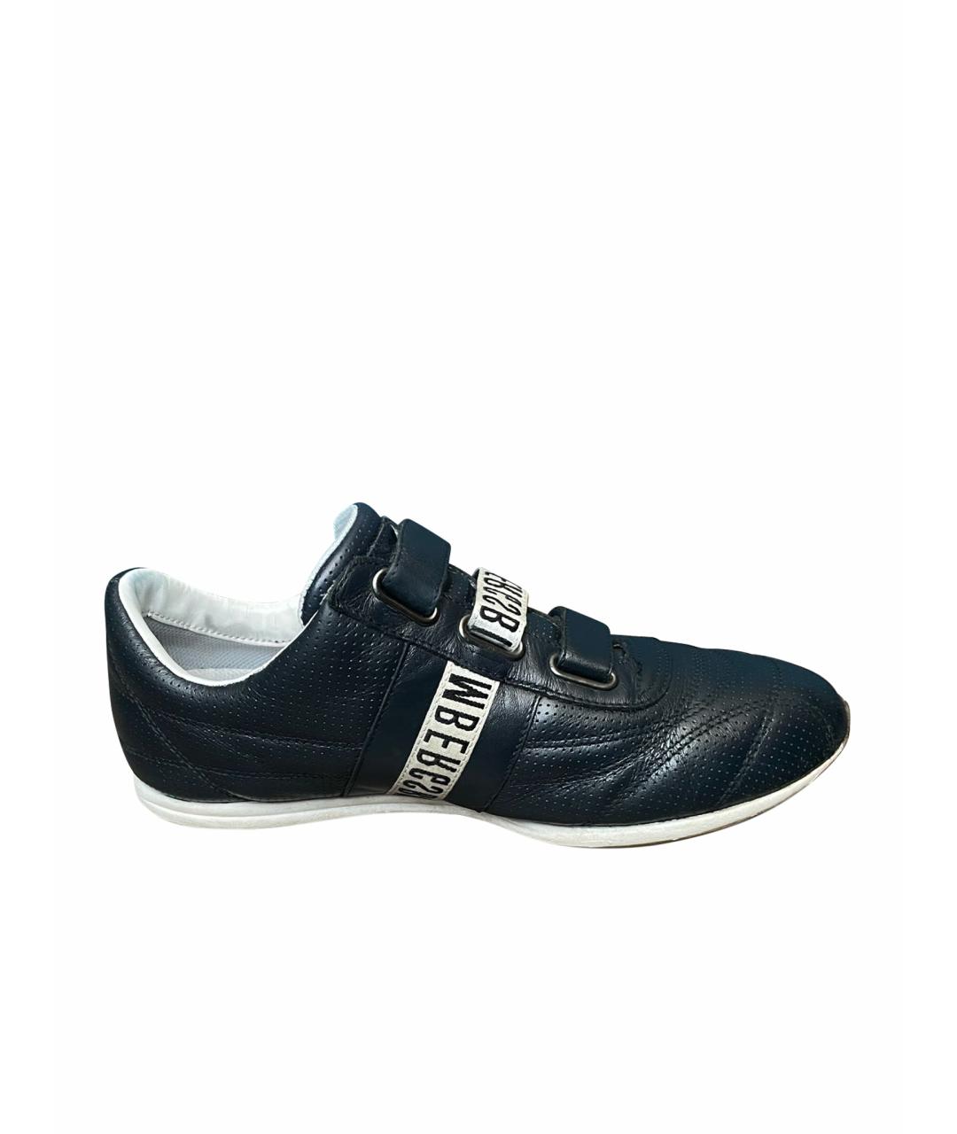 BIKKEMBERGS Темно-синие кожаные низкие кроссовки / кеды, фото 1