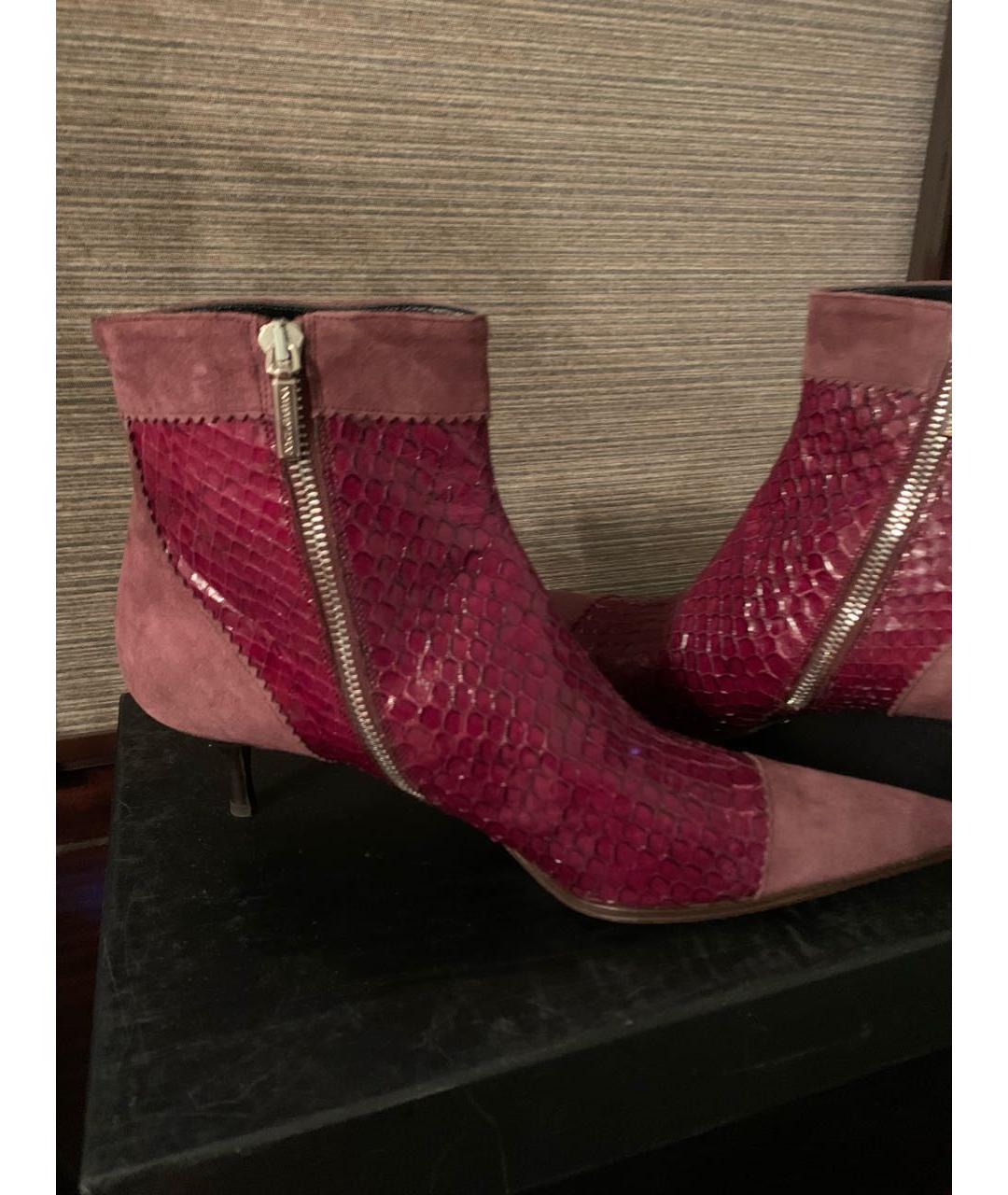 DOLCE&GABBANA Бордовые кожаные ботильоны, фото 3