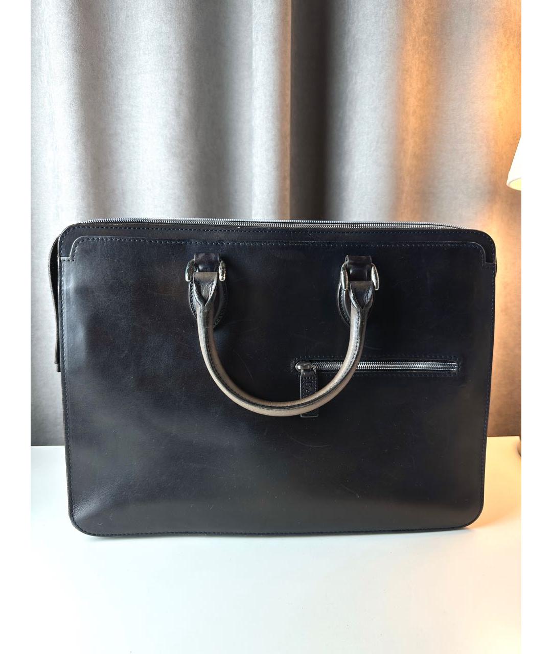 BERLUTI Черный кожаный портфель, фото 5