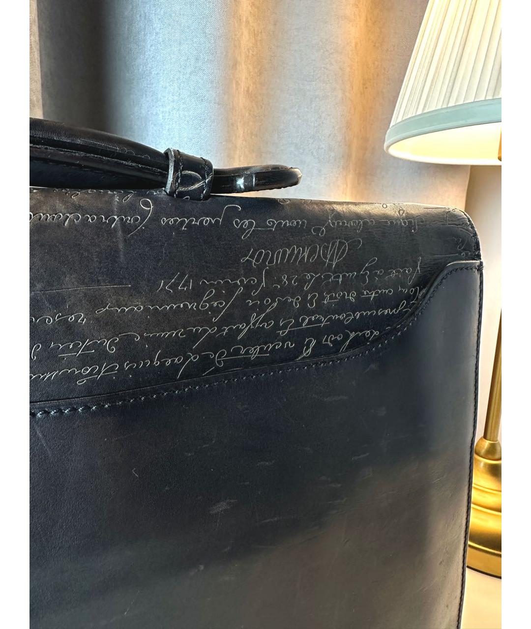 BERLUTI Антрацитовый кожаный портфель, фото 5