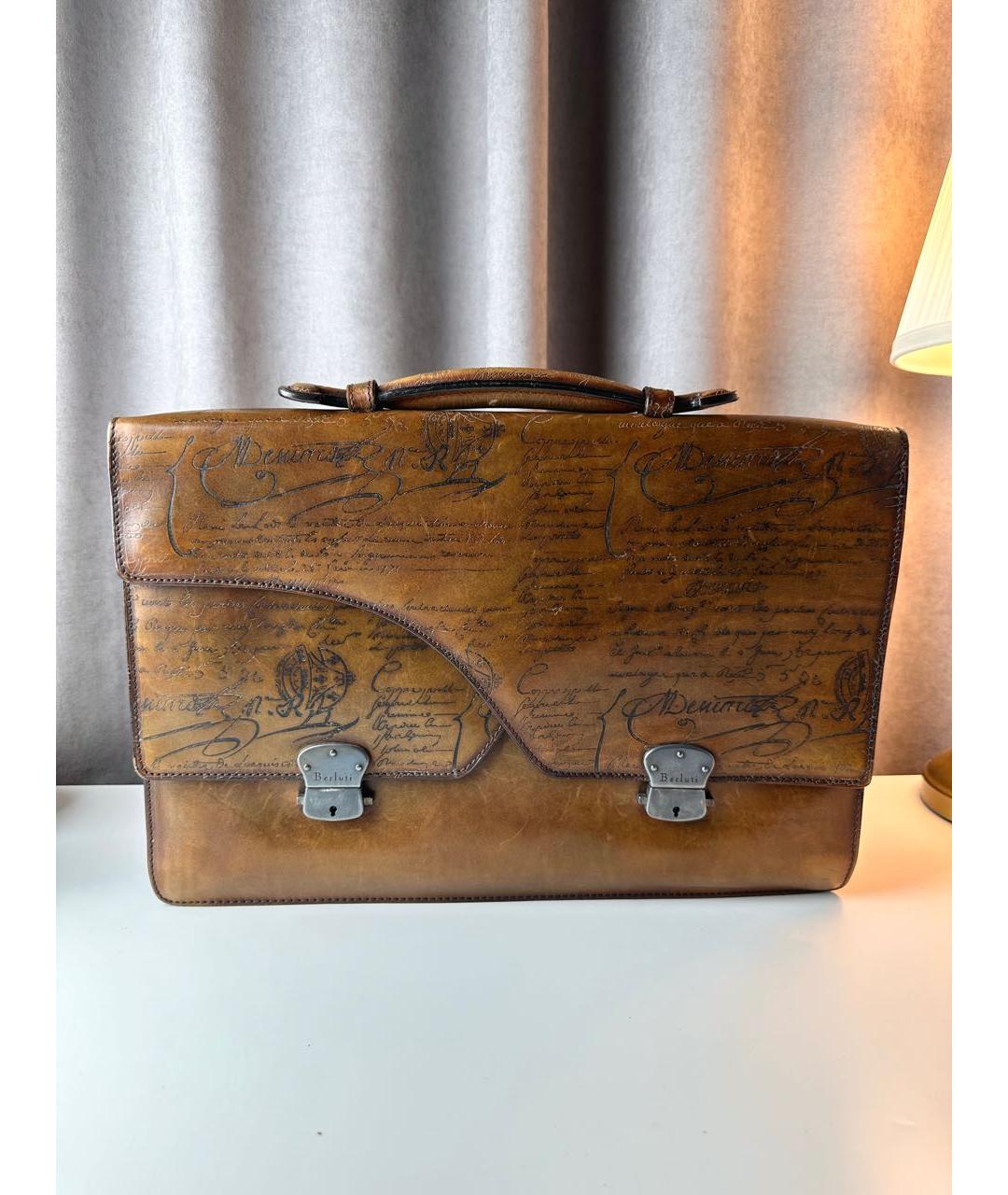BERLUTI Коричневый кожаный портфель, фото 6