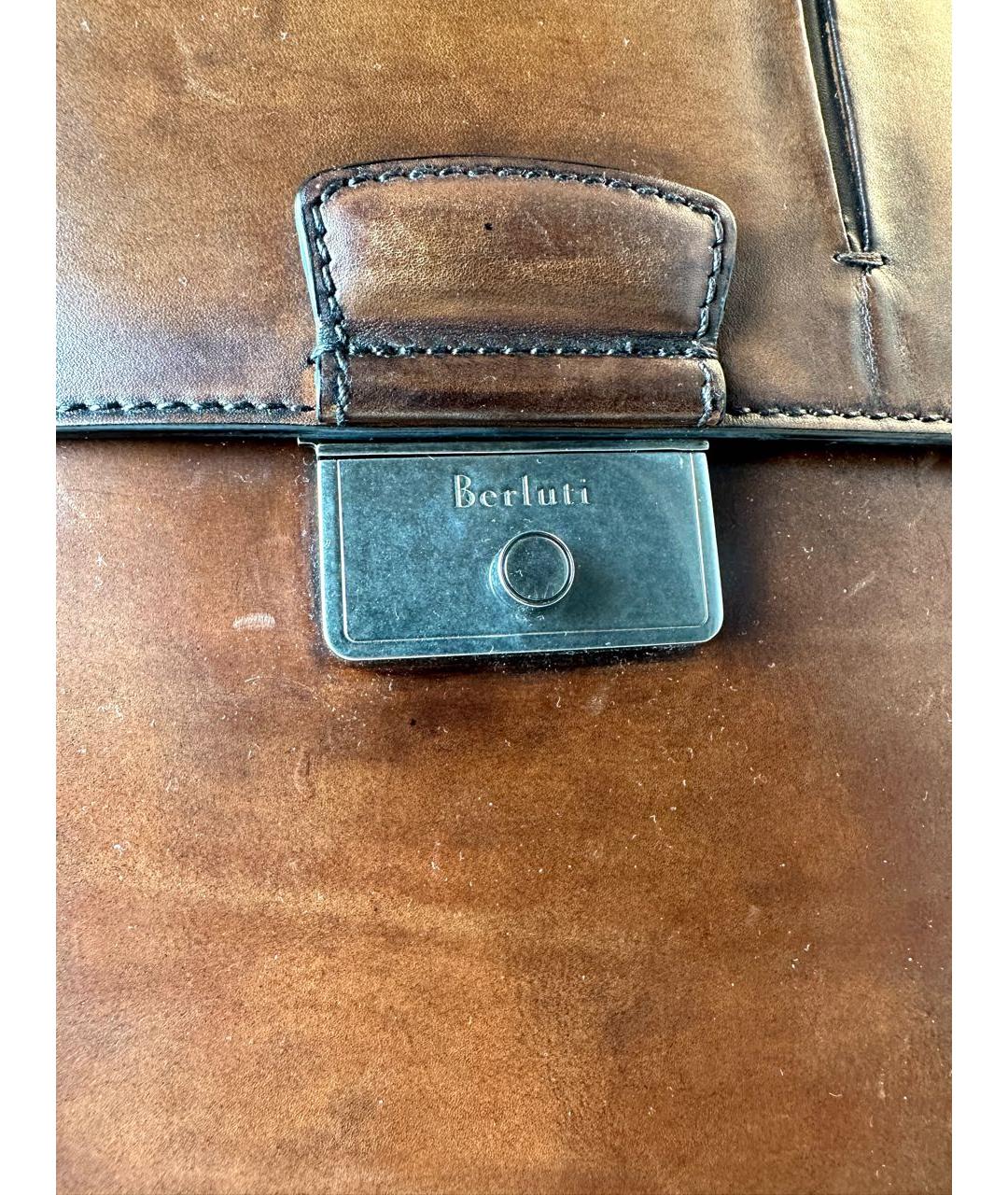 BERLUTI Коричневый кожаный портфель, фото 3