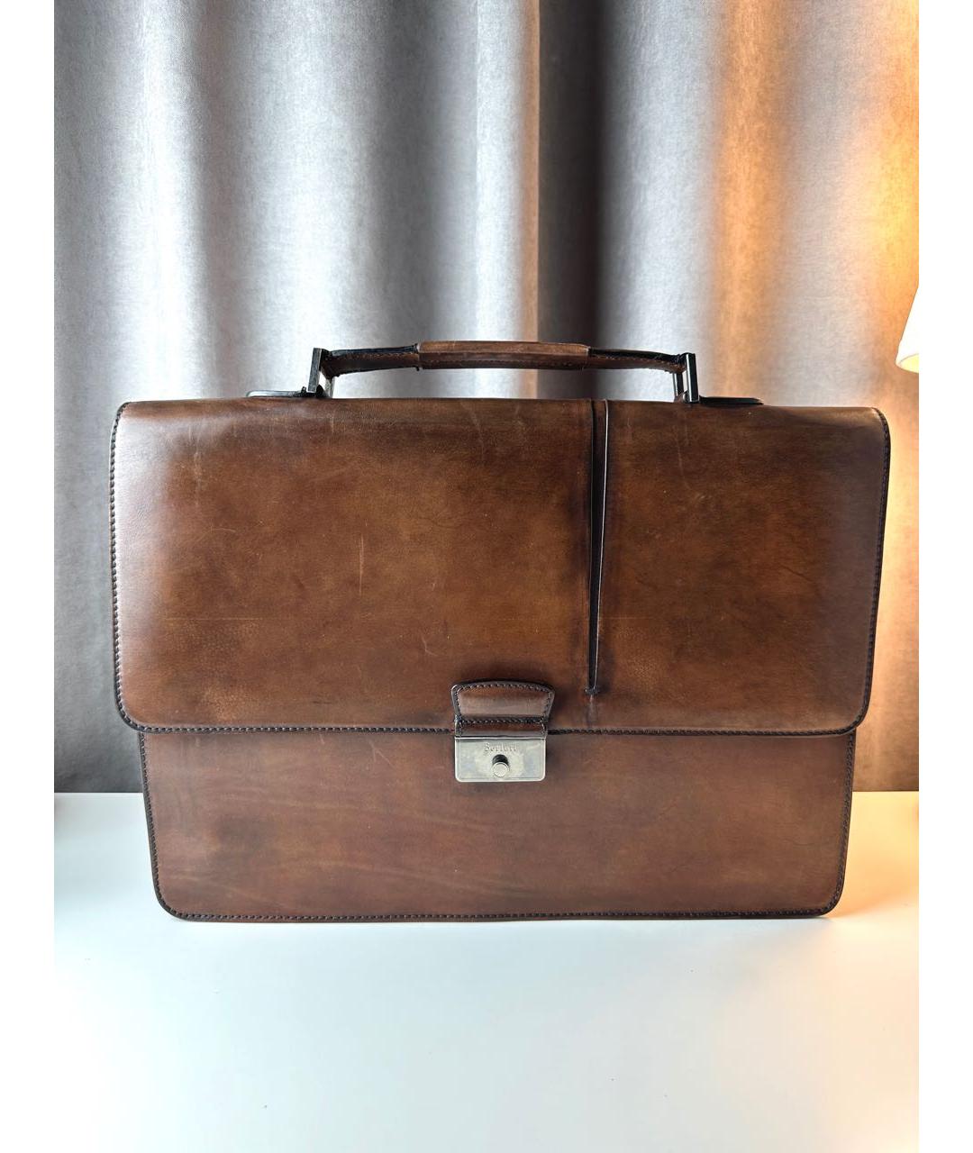 BERLUTI Коричневый кожаный портфель, фото 5