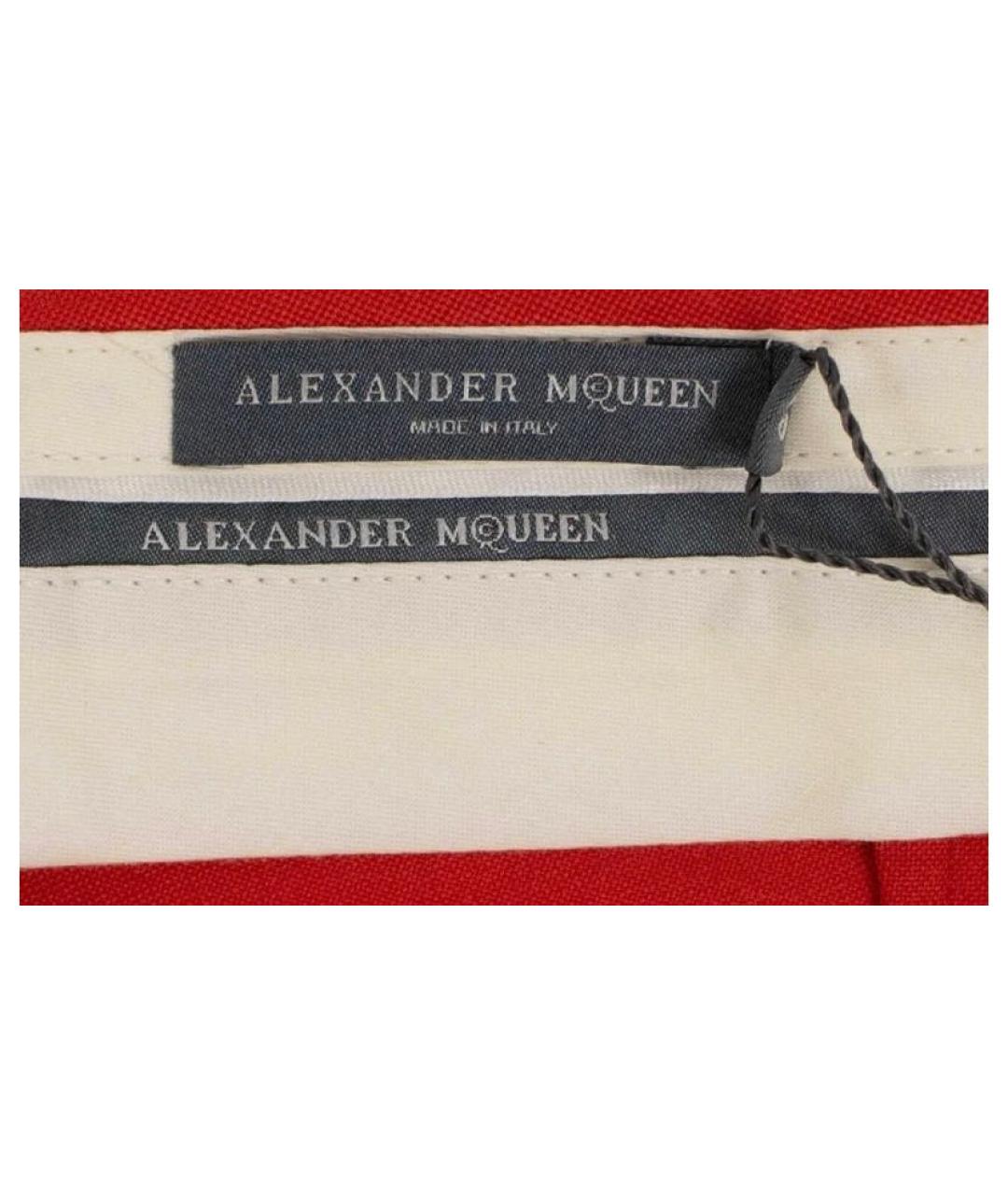 ALEXANDER MCQUEEN Красные шерстяные брюки узкие, фото 4