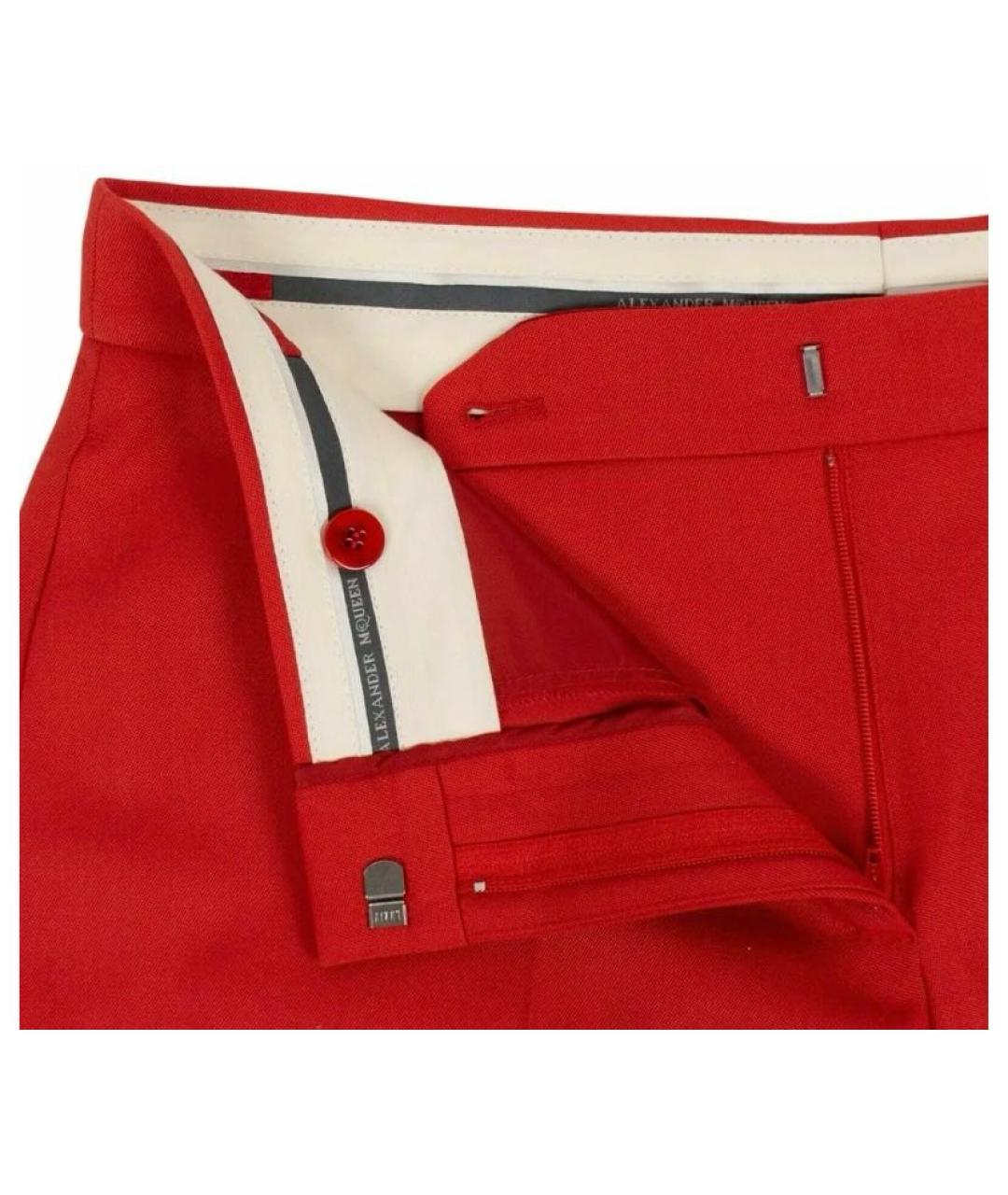 ALEXANDER MCQUEEN Красные шерстяные брюки узкие, фото 3