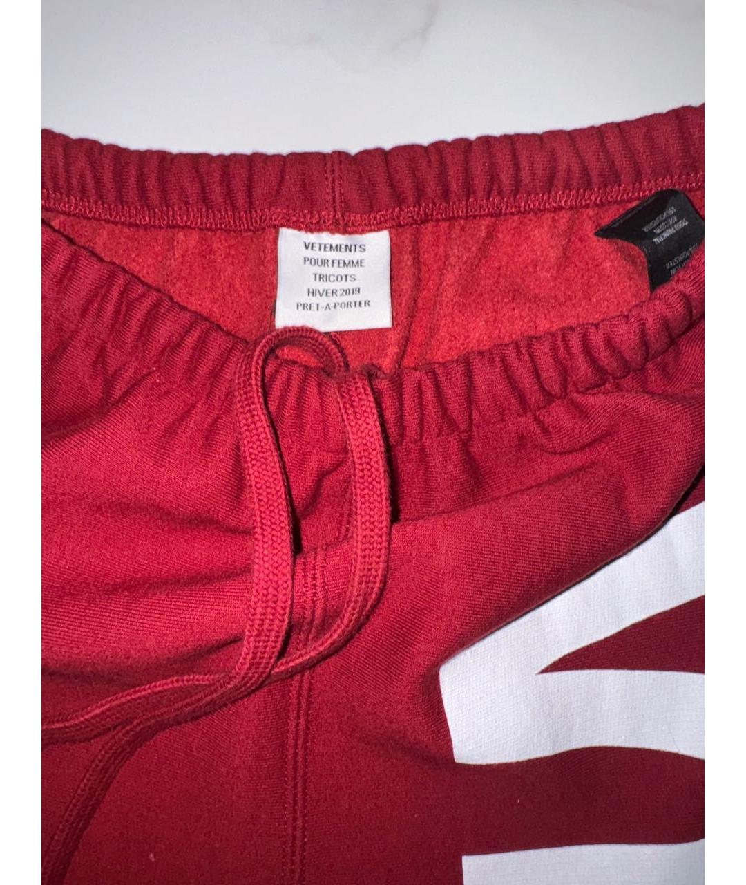 VETEMENTS Красные хлопковые спортивные брюки и шорты, фото 4