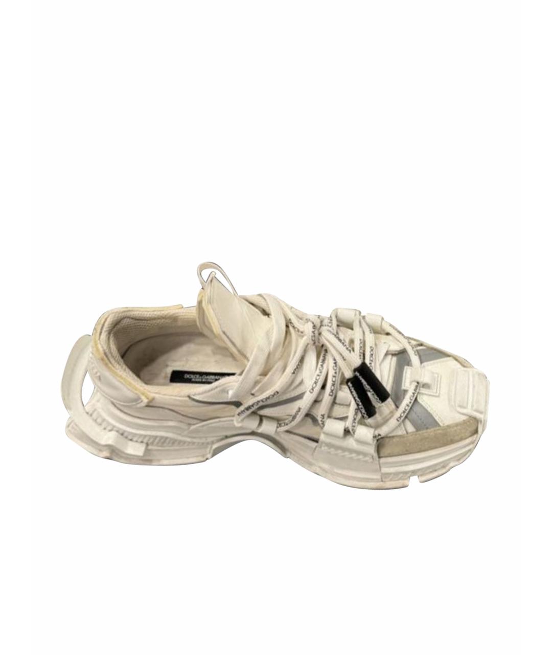 DOLCE&GABBANA Белые текстильные низкие кроссовки / кеды, фото 1