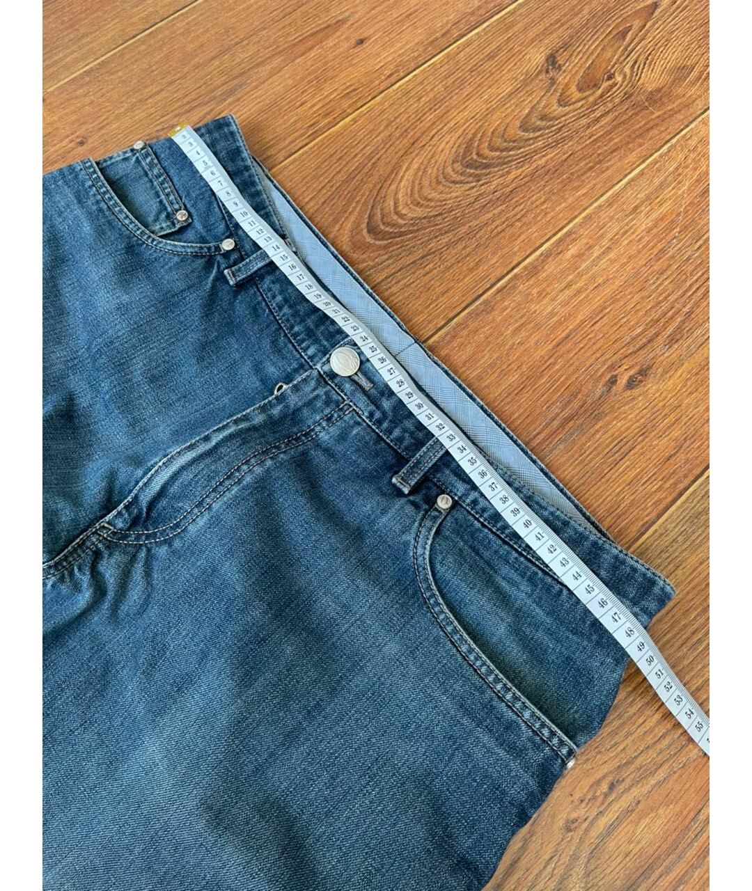 BRIONI Синие хлопковые прямые джинсы, фото 4