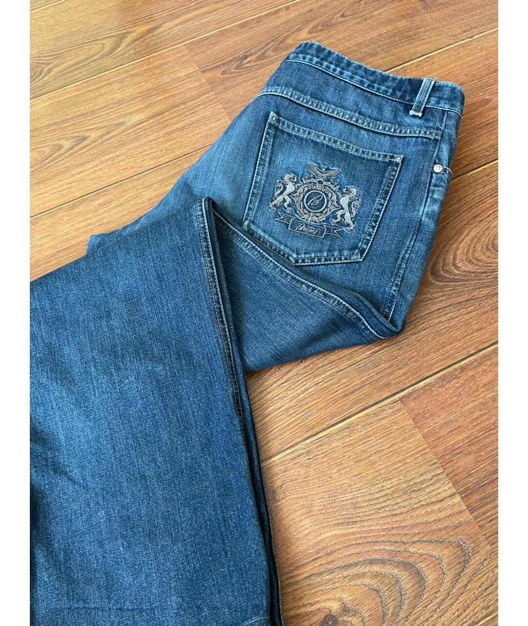 BRIONI Синие хлопковые прямые джинсы, фото 6