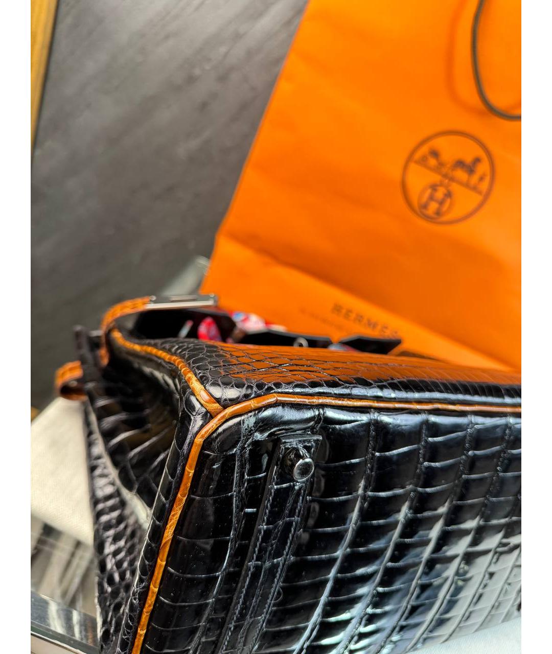 HERMES PRE-OWNED Черная сумка с короткими ручками из экзотической кожи, фото 6