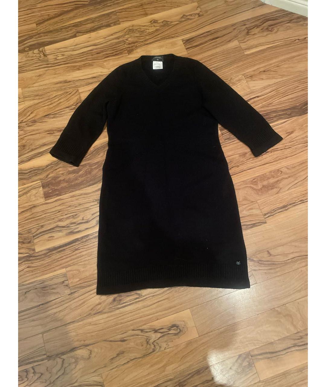 CHANEL PRE-OWNED Черное кашемировое повседневное платье, фото 5