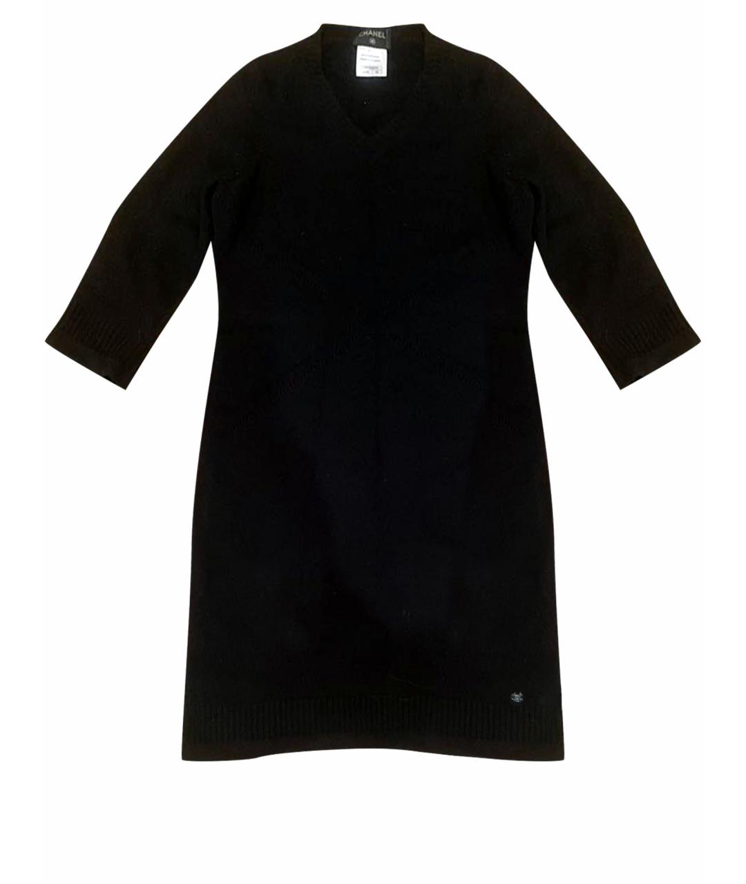CHANEL PRE-OWNED Черное кашемировое повседневное платье, фото 1
