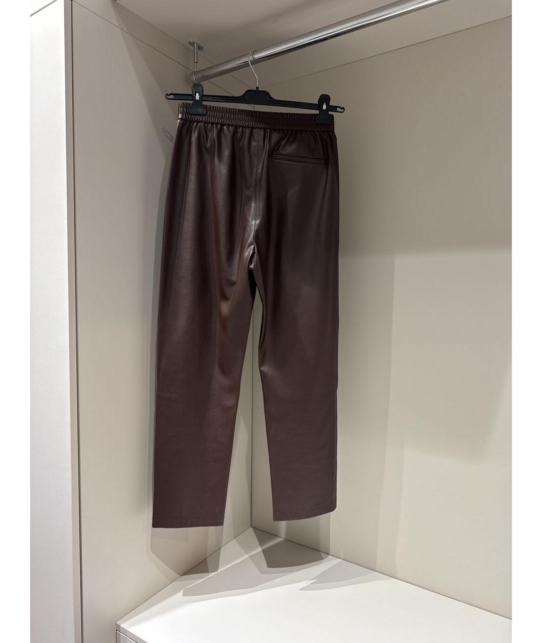 HUGO BOSS Коричневые кожаные прямые брюки, фото 2