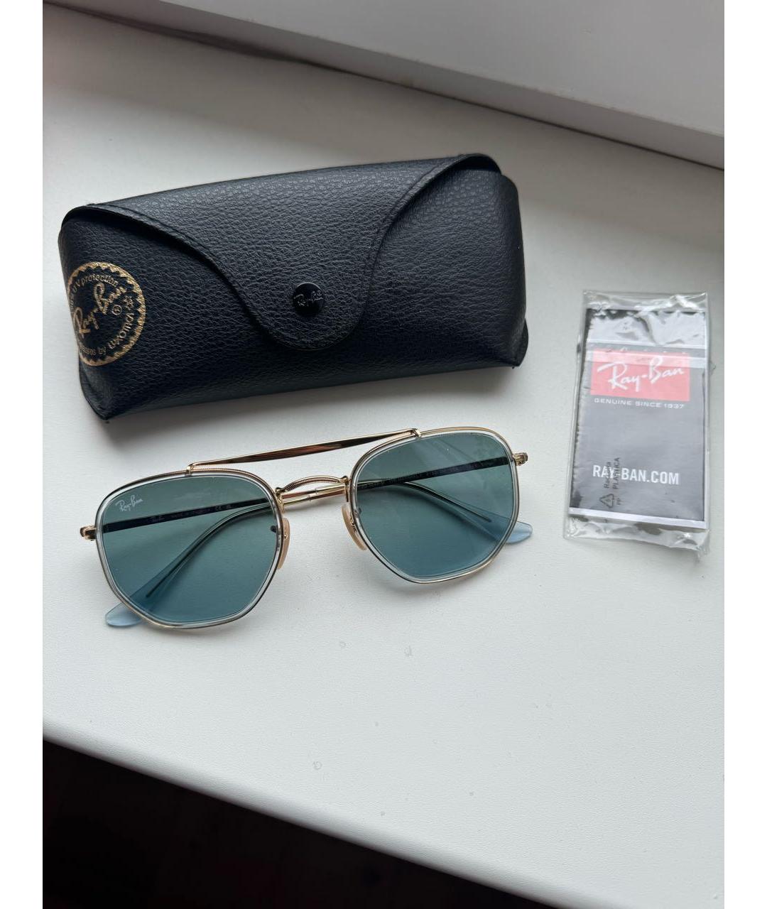 RAY BAN Голубые металлические солнцезащитные очки, фото 9