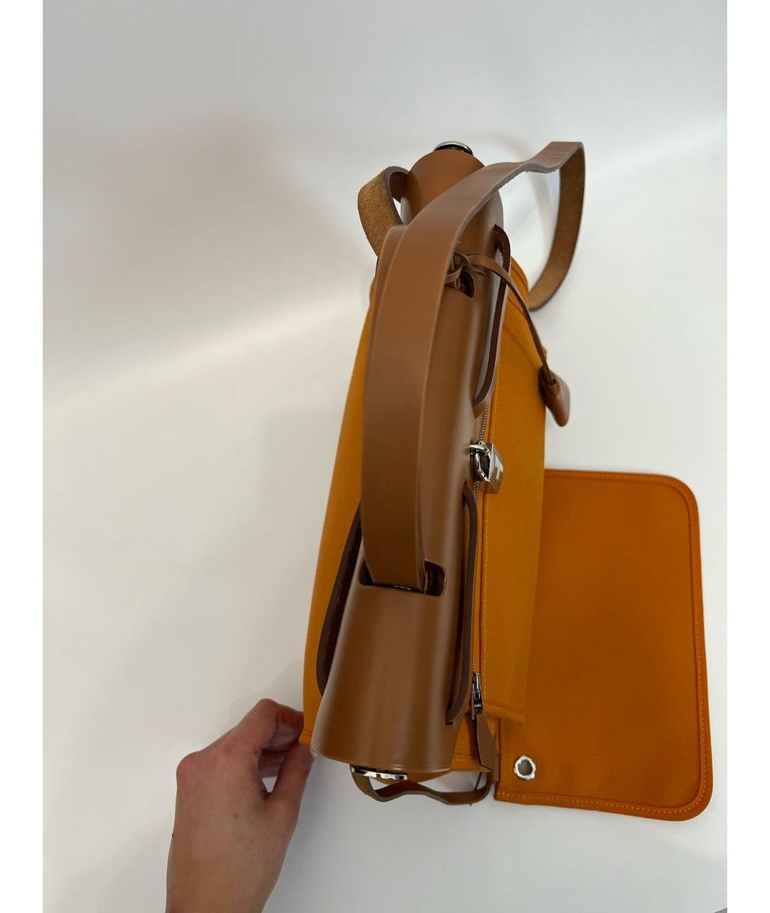 HERMES PRE-OWNED Оранжевая тканевая сумка через плечо, фото 4