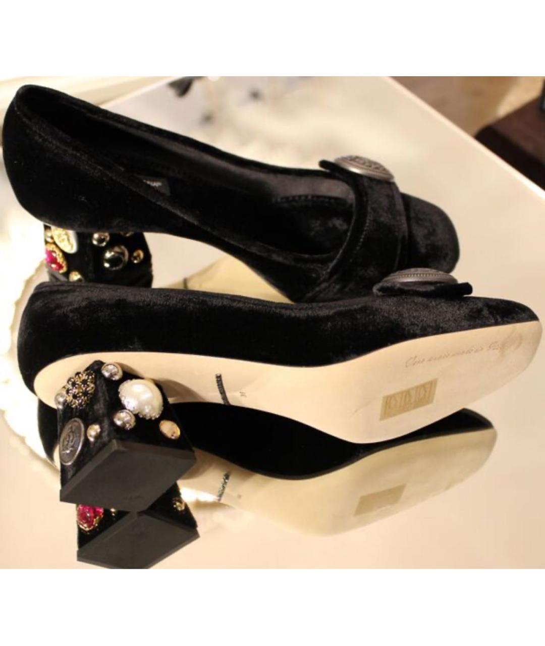 DOLCE&GABBANA Черные бархатные туфли, фото 2