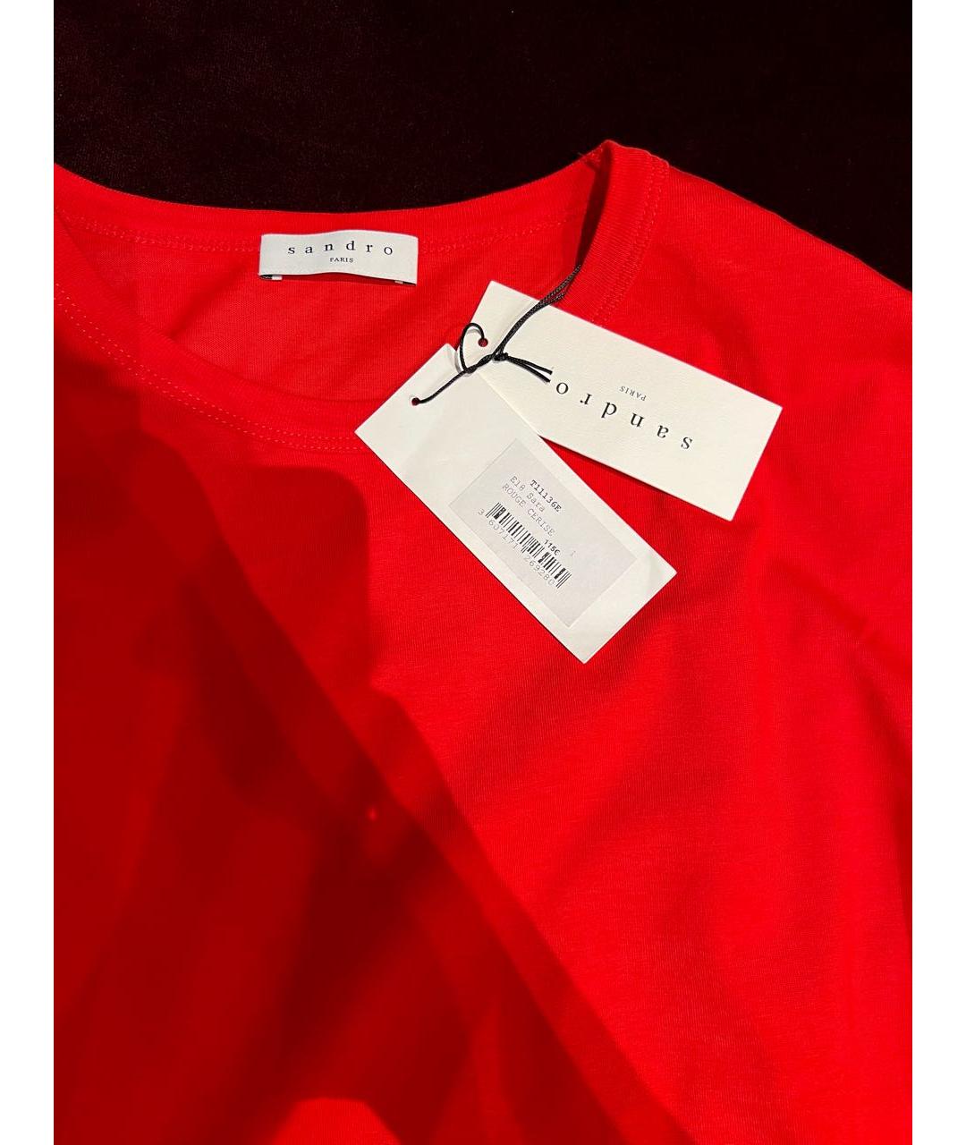 SANDRO Красная хлопковая футболка, фото 6