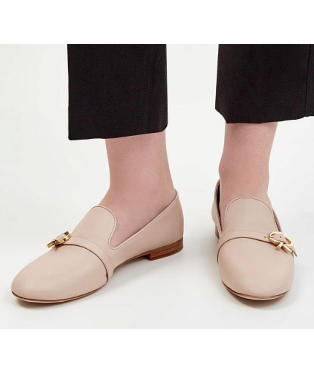 GIANVITO ROSSI Бежевые кожаные лоферы, фото 5