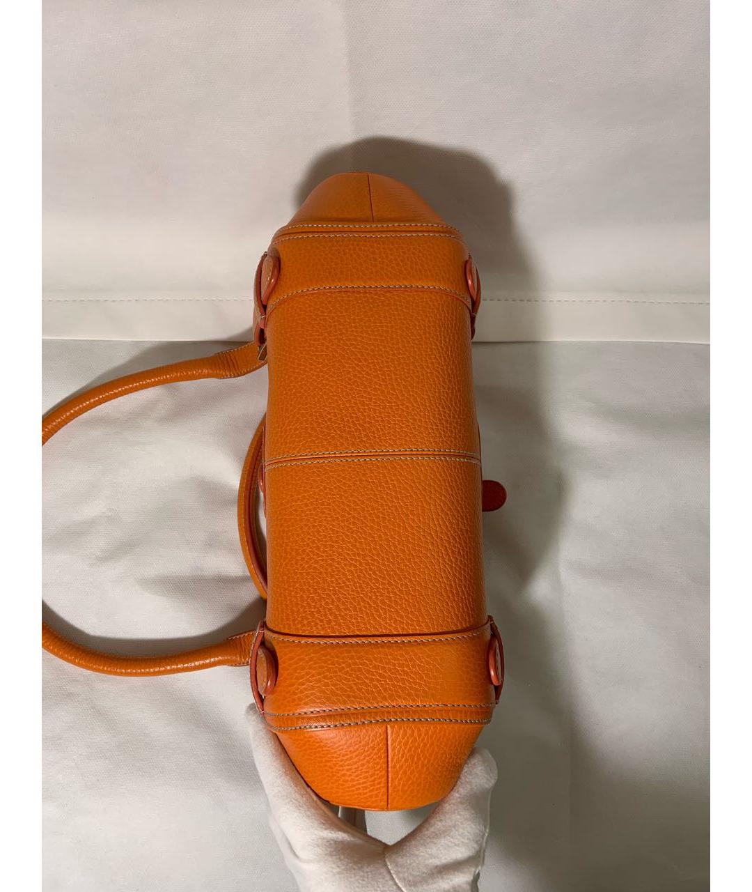 LOEWE Оранжевая кожаная сумка с короткими ручками, фото 5