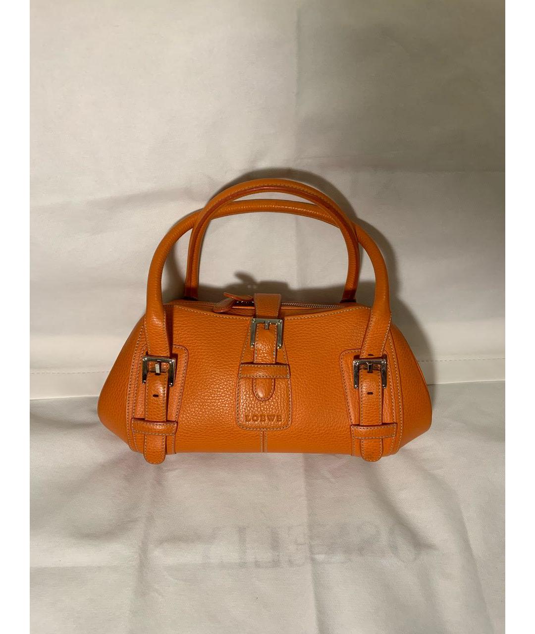 LOEWE Оранжевая кожаная сумка с короткими ручками, фото 2