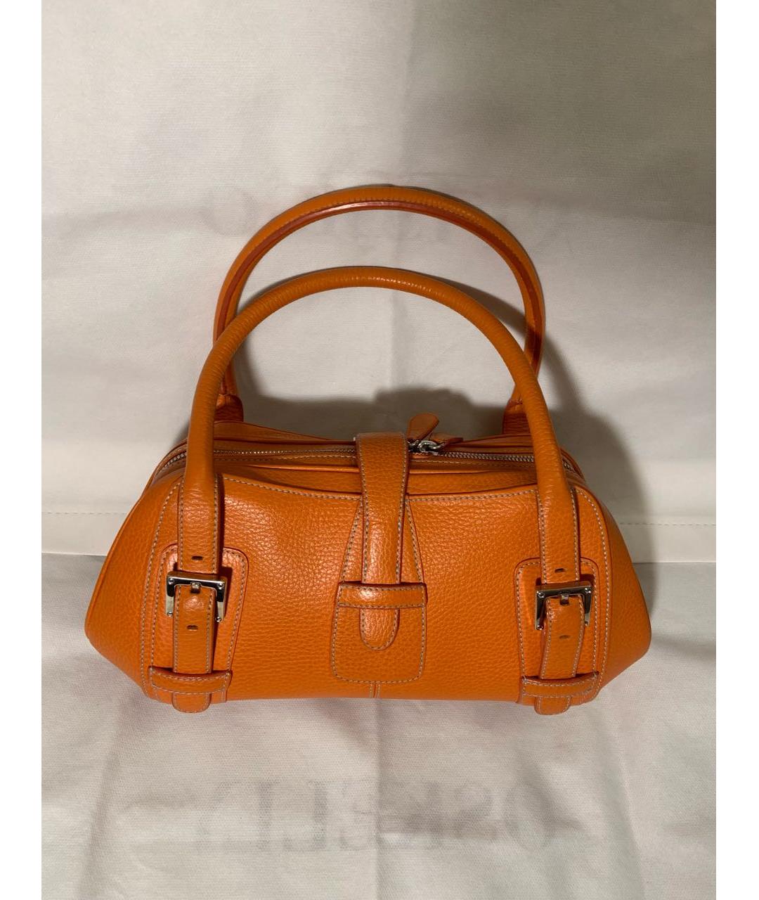 LOEWE Оранжевая кожаная сумка с короткими ручками, фото 3