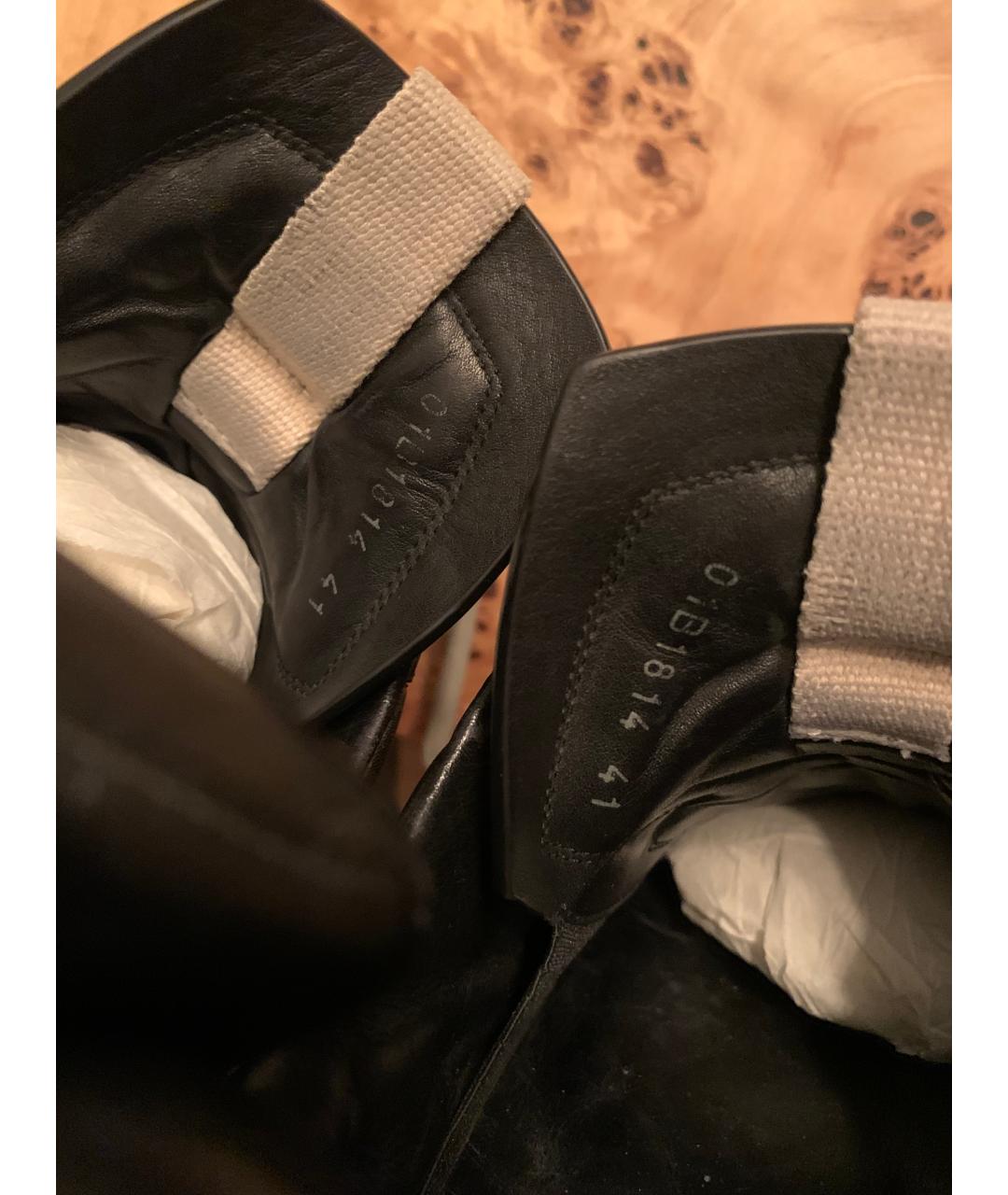 RICK OWENS Черные кожаные низкие кроссовки / кеды, фото 9